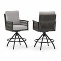 2er-Set Gartenstühle mit Drehfunktion Grau Aluminium Seil Polyester