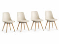 4er Set Esszimmerstühle aus PU-Leder und Massivholz Beige