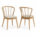 Esszimmerstuhl Set aus Holz mit Polstersitz Beige 2er-Set