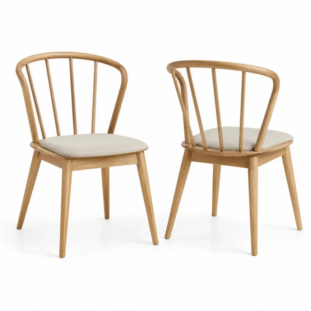 Esszimmerstuhl Set aus Holz mit Polstersitz Beige 2er-Set