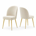 Esszimmerstuhl Set aus Polyestergewebe und Metall in Creme und Gold
