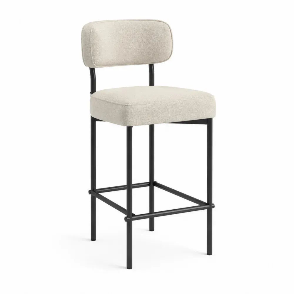 Barhocker aus Metall und Stoff Beige