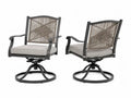2-teilige drehbare Gartenstühle Aluminium Grau mit Polyrattan Rückenlehne
