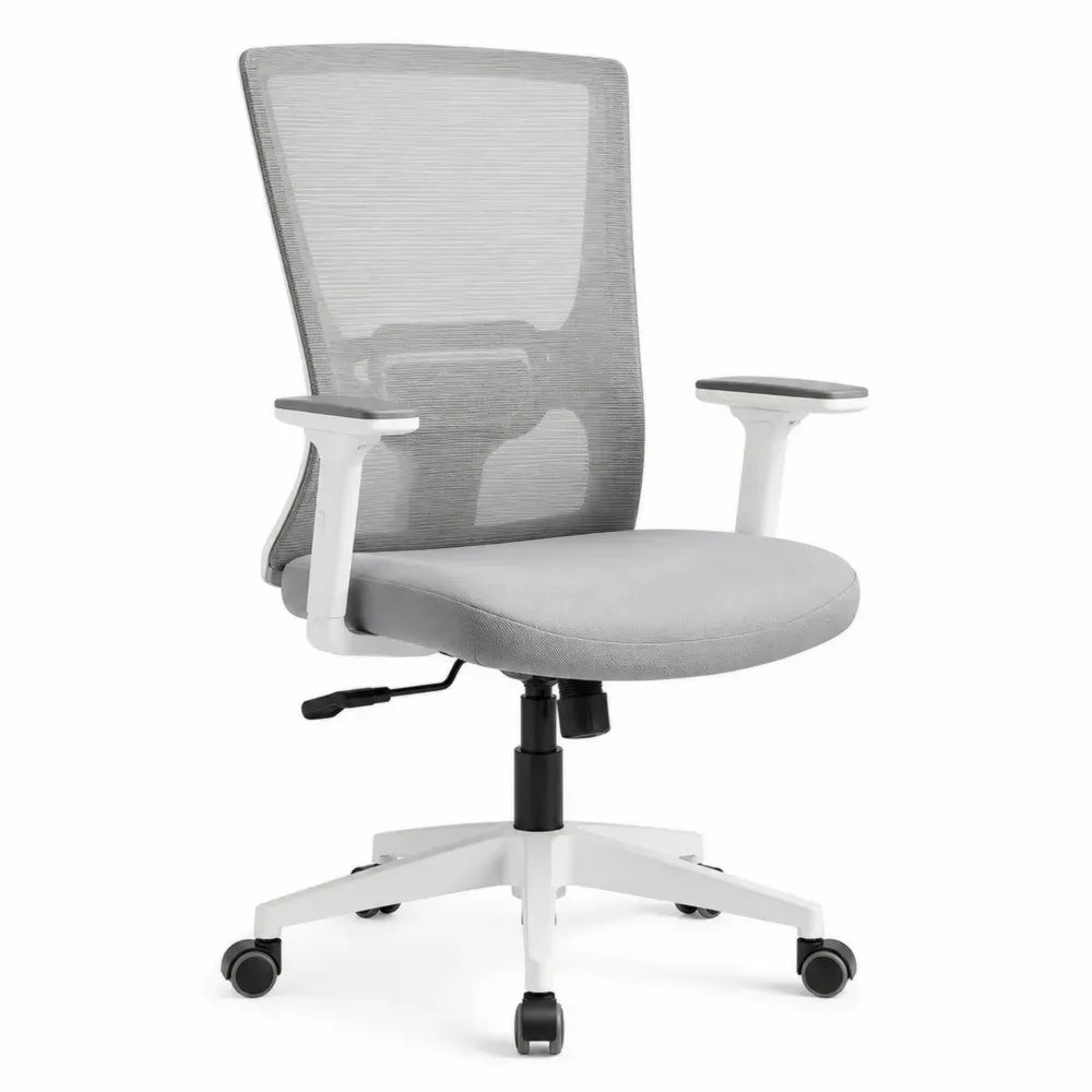 Ergonomischer Bürostuhl mit Netzrückenlehne und verstellbaren Armlehnen Grau