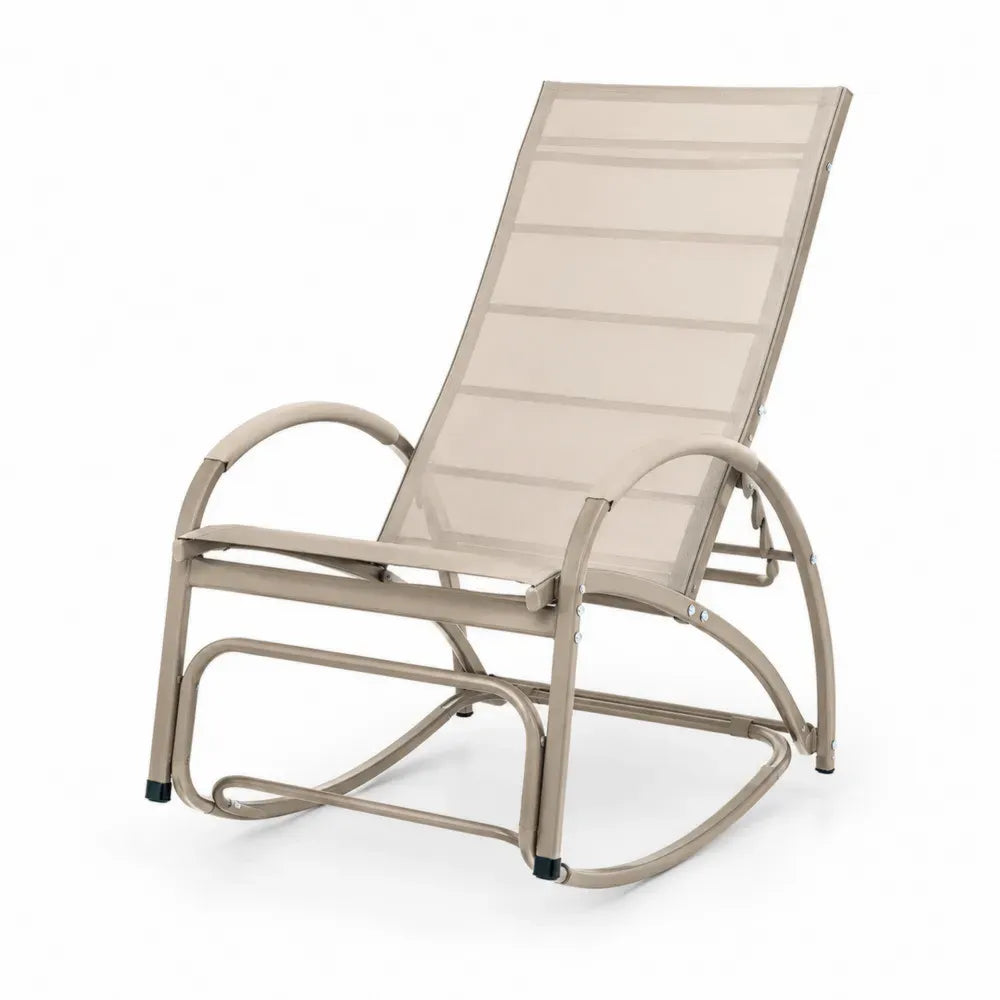 Metall Textilene Schaukelstuhl Beige 98 x 62 x 107 cm