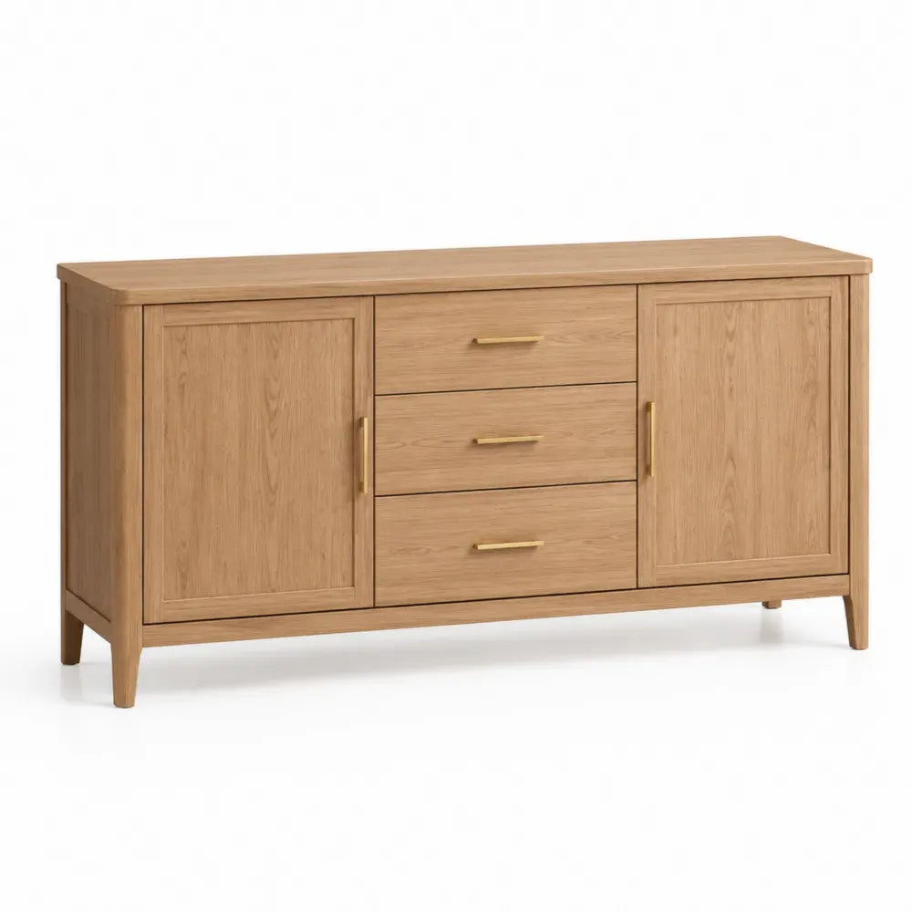 Sideboard aus Eichenholz mit Metallgriffen, 150x40x80cm