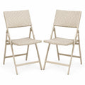 2er Set Klappbare Gartenstühle Beige Polyethylengeflecht