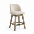 Barhocker Massivholz Beige Polyester Bezug Drehfunktion