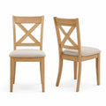 2er Set Esszimmerstühle Eiche Beige Stoff