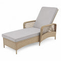 Polyrattan Sonnenliege Grau mit Polster
