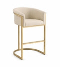 Barhocker Metallrahmen PU-Leder Creme 100 cm