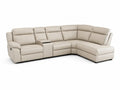 Ecksofa 6-Sitzer Leder Beige mit Relaxfunktion
