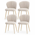 Esszimmerstuhl Set aus Stoff mit Metallbeinen Beige 4er-Set
