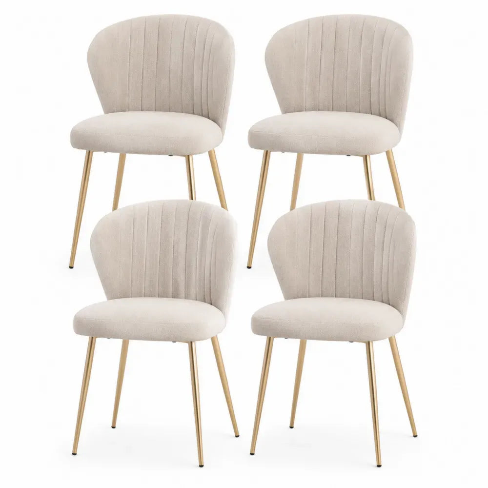 Esszimmerstuhl Set aus Stoff mit Metallbeinen Beige 4er-Set