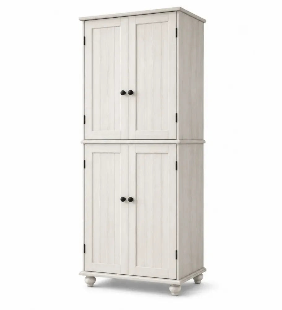 Kiefernholzschrank mit Türen, Weiß, 180x80x40 cm