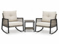 Outdoor-Rattan-Set mit 2 Schaukelstühlen und Tisch