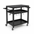 Metall Gartenwagen mit Regalen und Haken, Schwarz, 85x45x90 cm