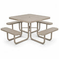 Garten Picknicktisch Set Aluminium Polyholz Beige 150x150x78 cm