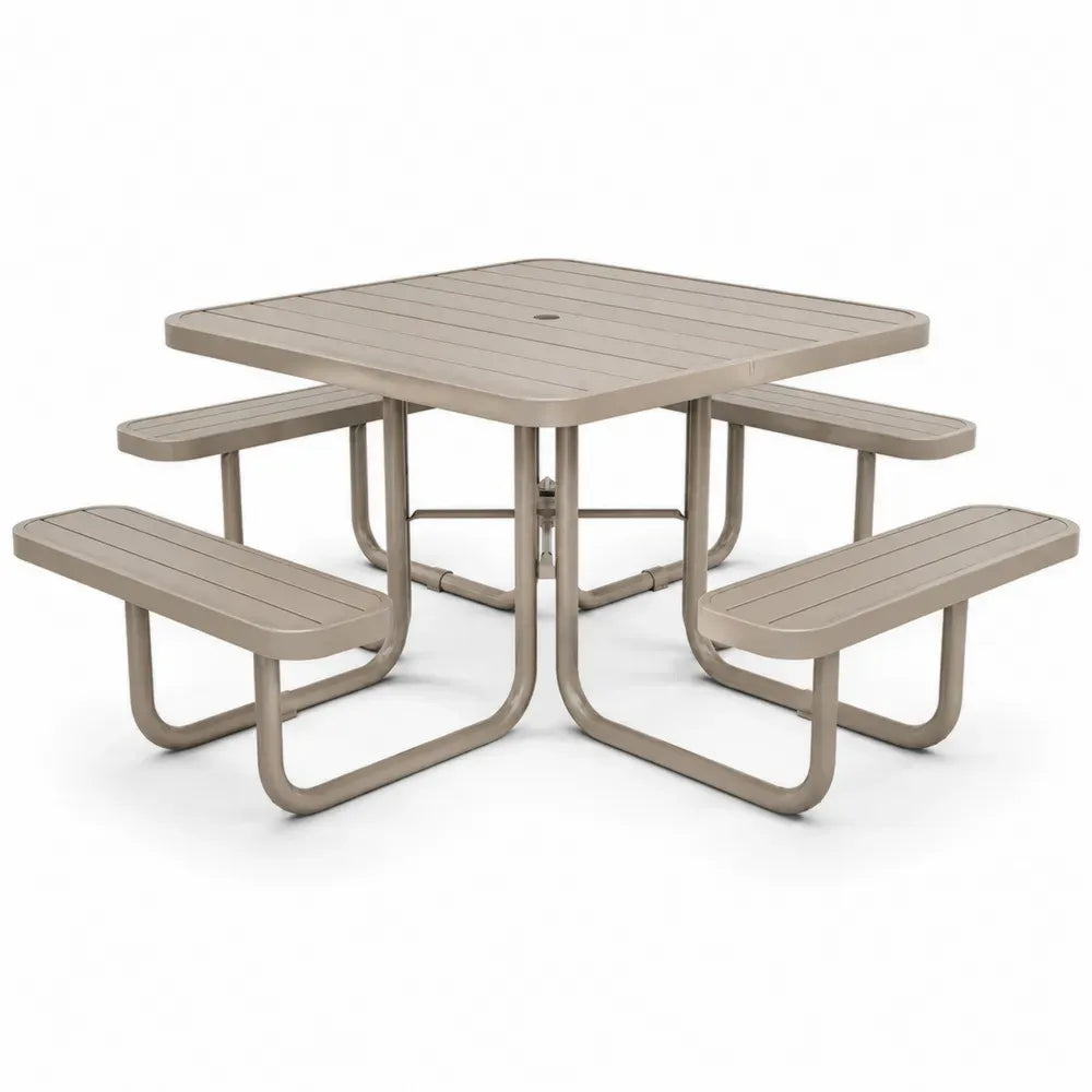 Garten Picknicktisch Set Aluminium Polyholz Beige 150x150x78 cm