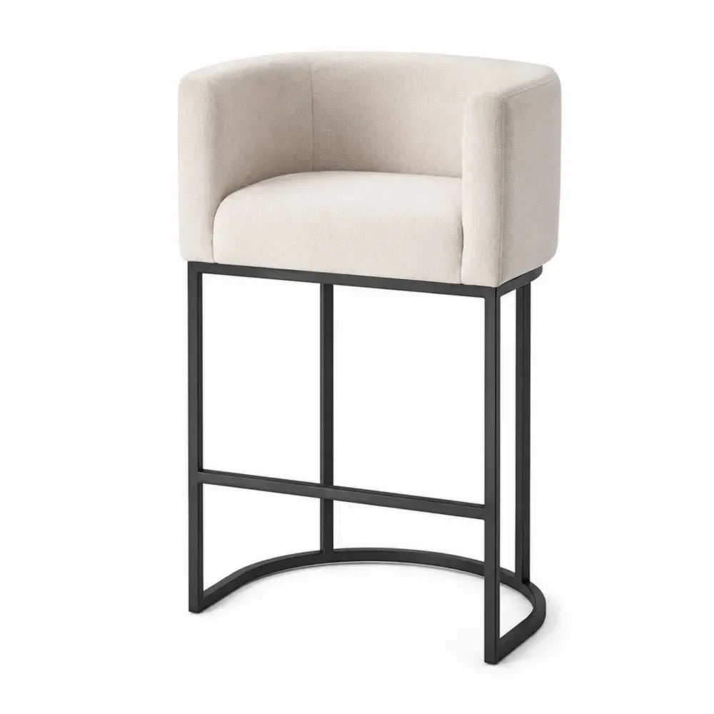 Barhocker aus Stahl und Polyestergewebe Beige