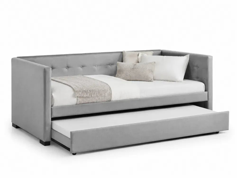 Polster-Tagesbett mit Ausziehbett Grau Polyester