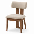Esszimmerstuhl Holzrahmen Polyestergewebe Beige 44 cm Sitzhöhe