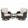 Gartenmöbel-Set aus Aluminium und Rattan mit Drehstühlen und Tisch mit Glasplatte Grau/Beige