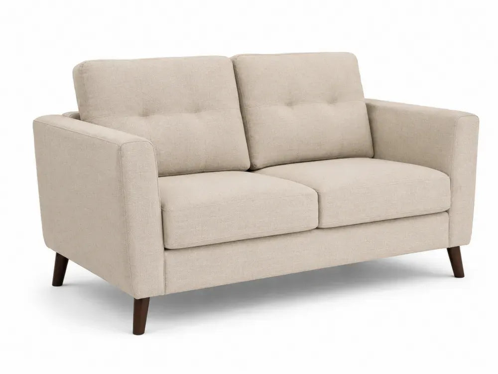 Zweisitzer-Sofa aus Textil mit Holzbeinen in Beige