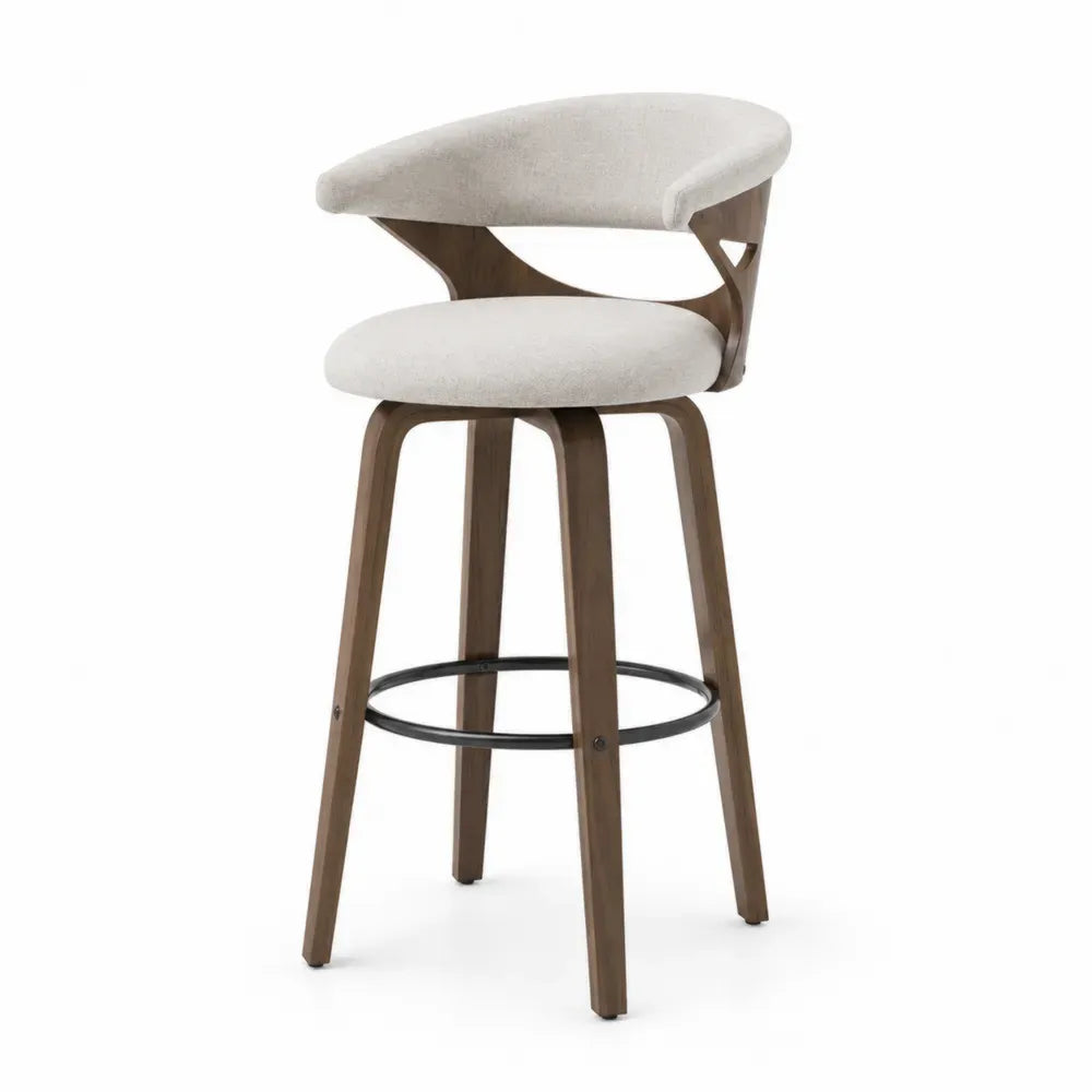 Barhocker Holzrahmen Beige Polyester 105cm