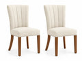 Esszimmerstuhl Set 2er, Leinenpolsterung, Holzbeine, beige