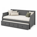 Tagesbett aus Holz mit Ausziehbett und Schubladen Grau