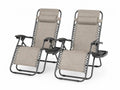 2er Set Liegestühle Metallrahmen Textilene Taupe